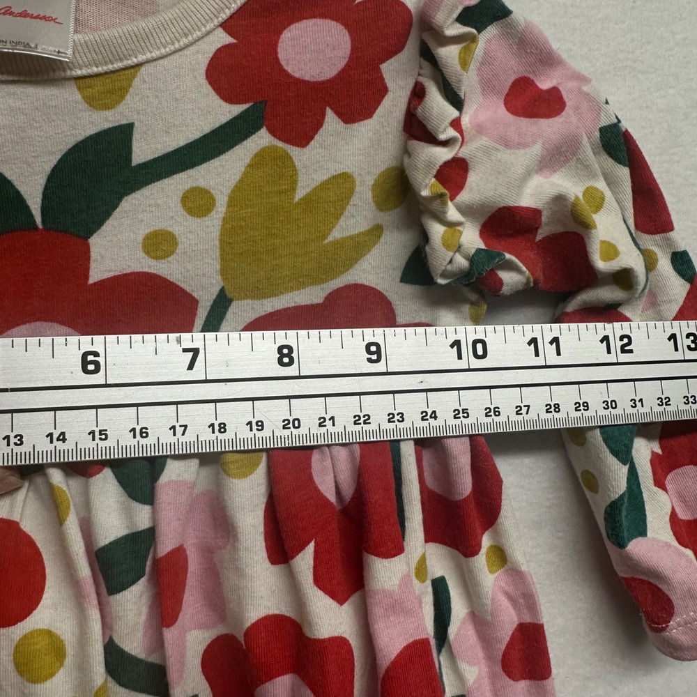 Hanna Andersson Floral Dress Girls 12-18M Multicolor Ruffle Long Sleeve - Picture 5 of 8